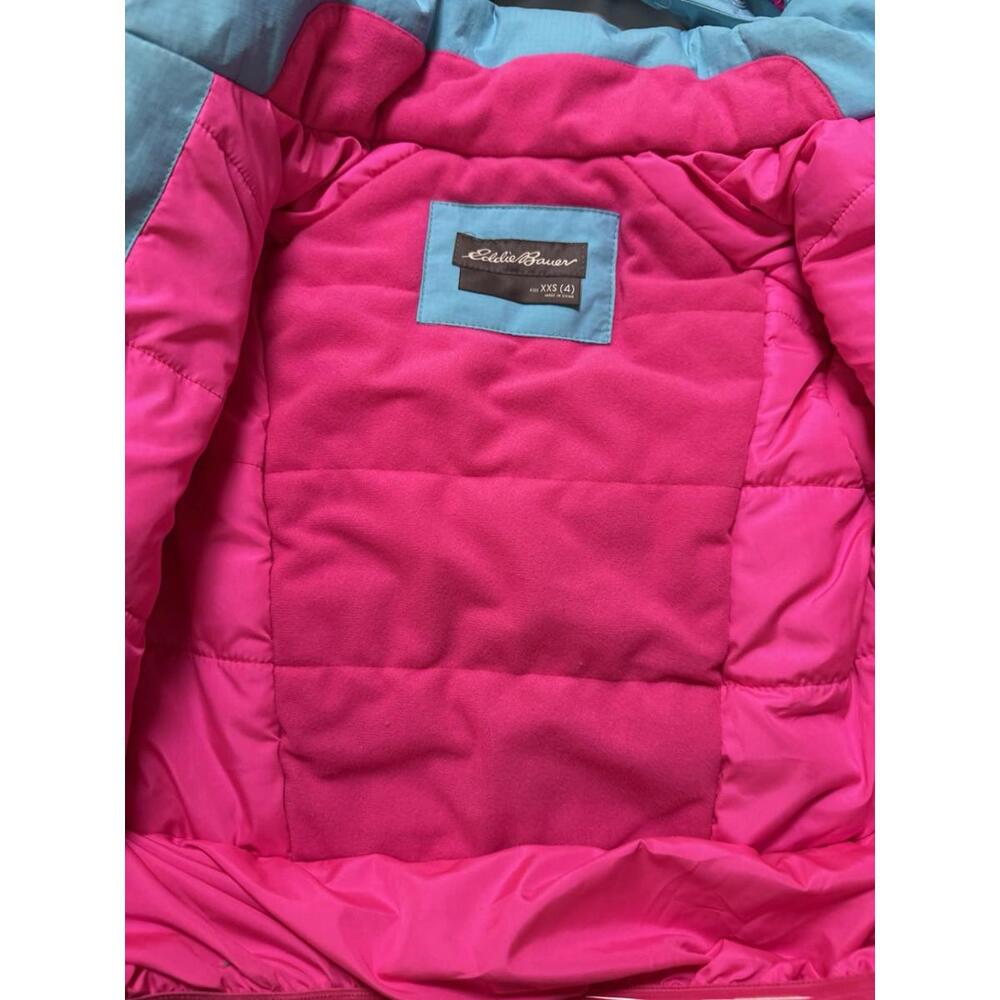 Eddie Bauer Kids Ski Jacket- Waterproof Insulated Coat light Blue w/navy/pink - Picture 7 of 9